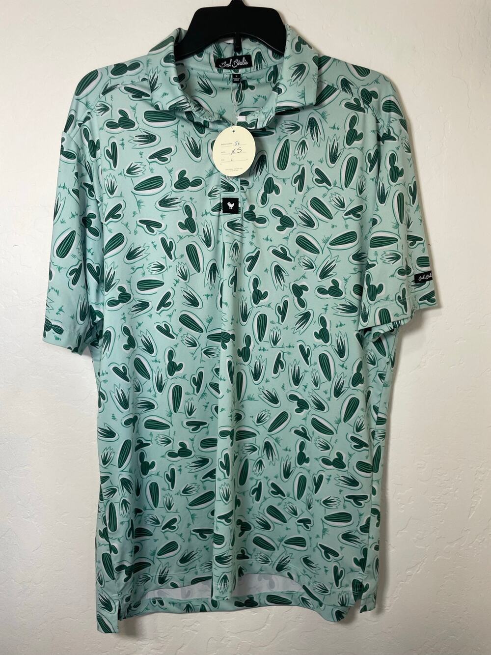 Bad Birdie Tony Saguaro Cactus AOP Performance Golf Polo Mens Large